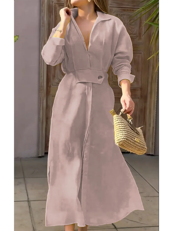 Vivienne | Waisted Linen Long Dress