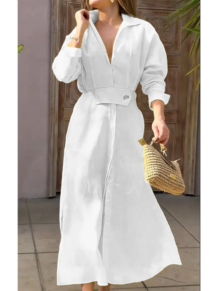 Vivienne | Waisted Linen Long Dress