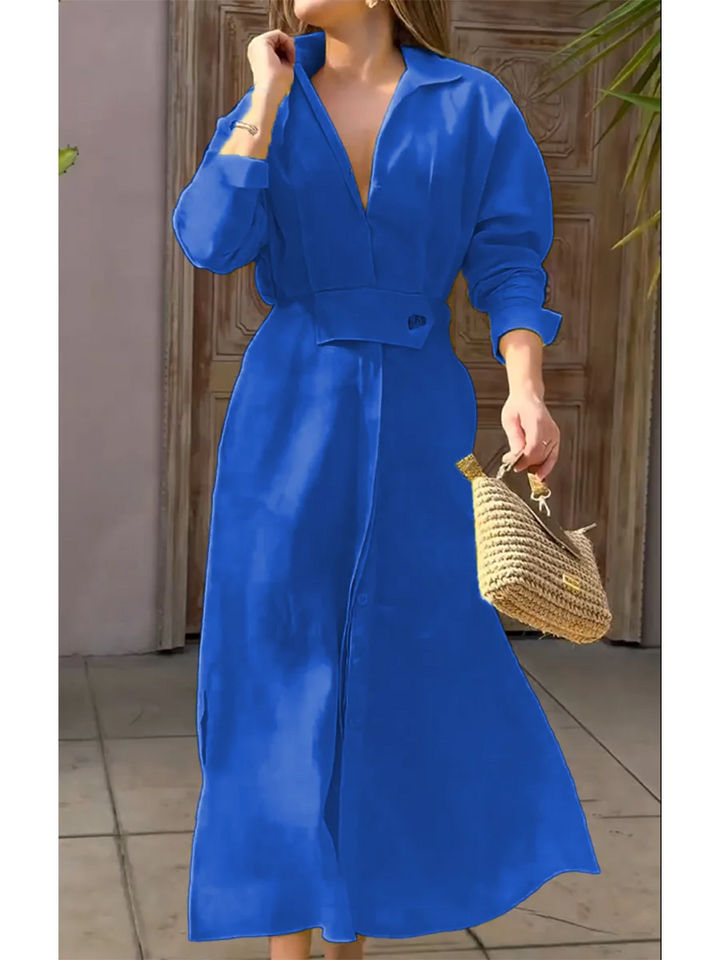 Vivienne | Waisted Linen Long Dress