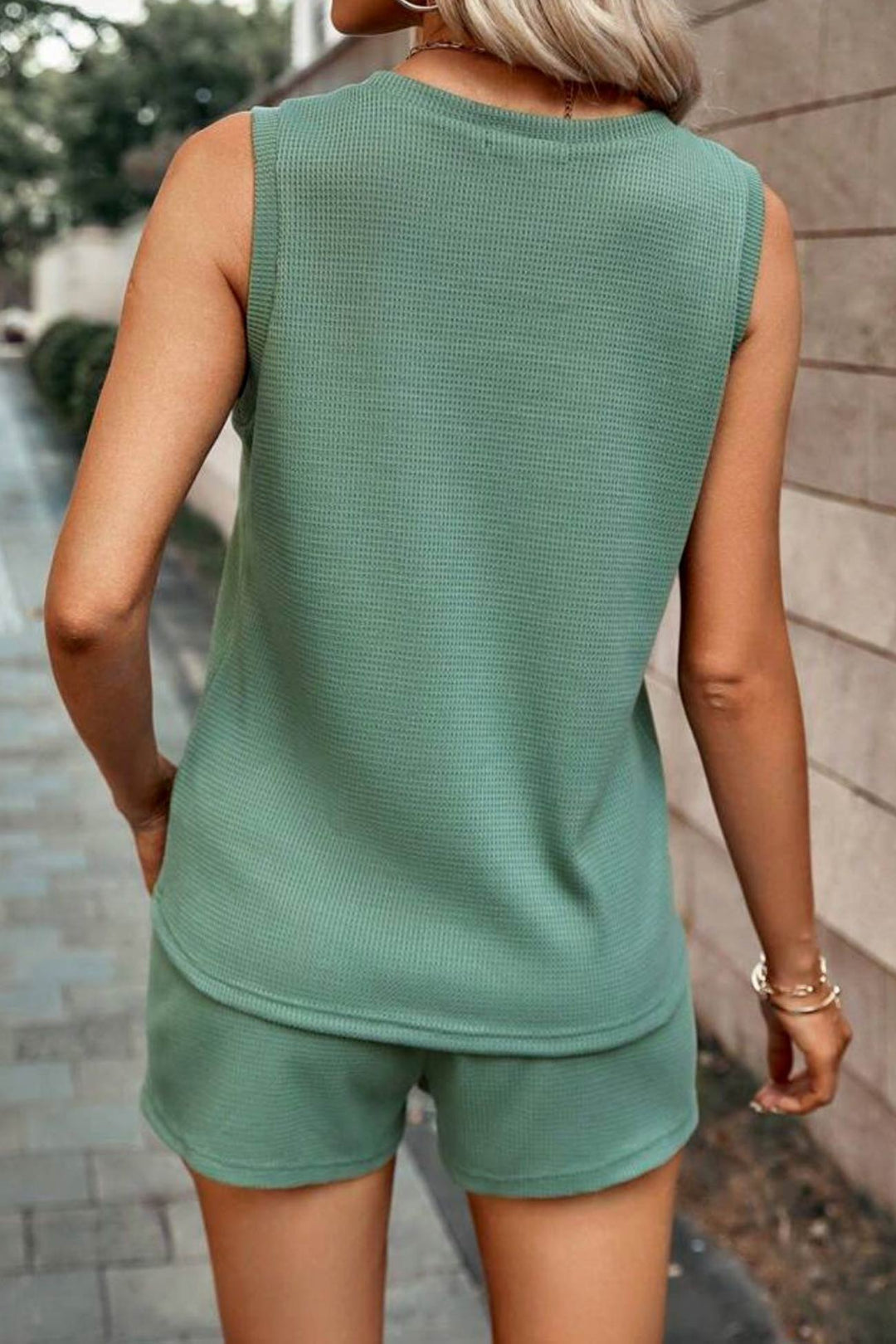Waffle Tank Shorts Suits