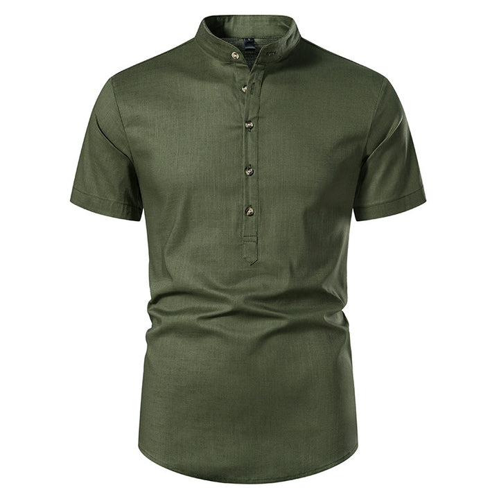 Men's Short-sleeved Shirt Cotton And Linen Shirt Casual Beach Yoga Jacket Men's Large Size Shirt