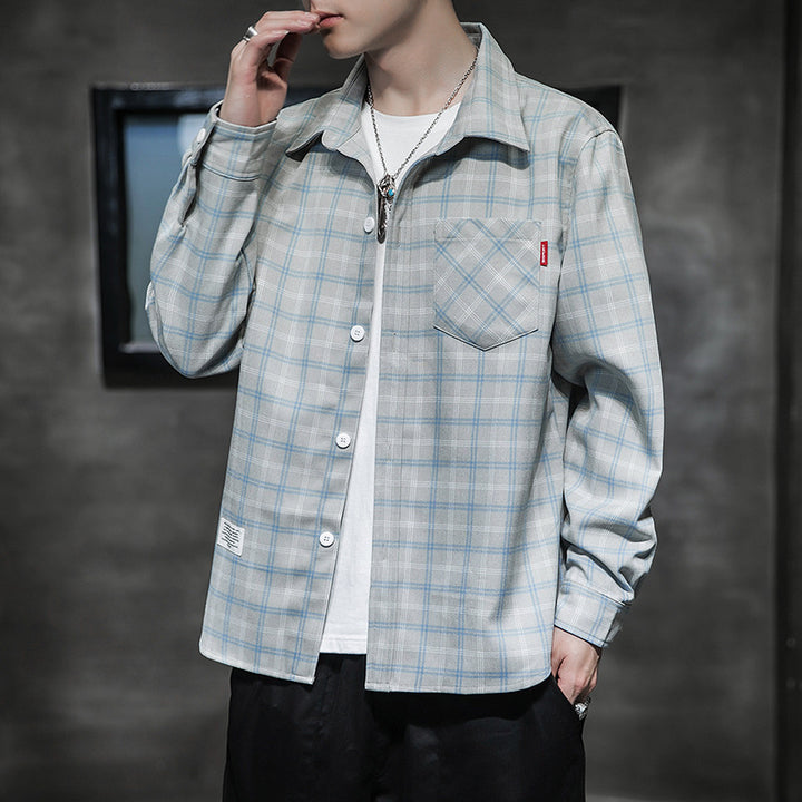 Plaid Shirt Men Long Sleeved Korean Style Trend