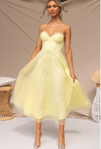 Temperament Camisole Mesh Party Evening Dress