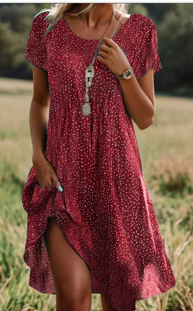 Women's Artistic Ethnic Style Scoop Mid-length Dress