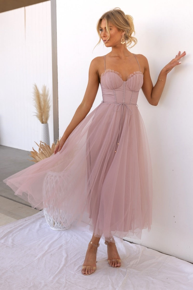 Temperament Camisole Mesh Party Evening Dress