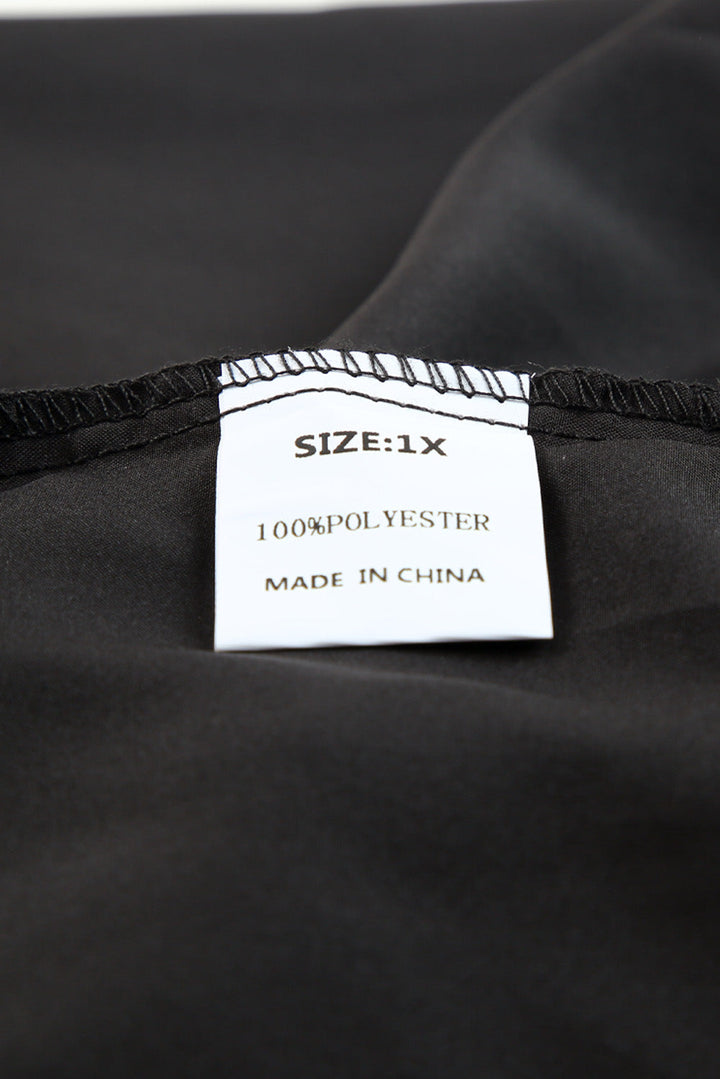 Black Embroidered Swiss Dot Texture Plus Size Blouse