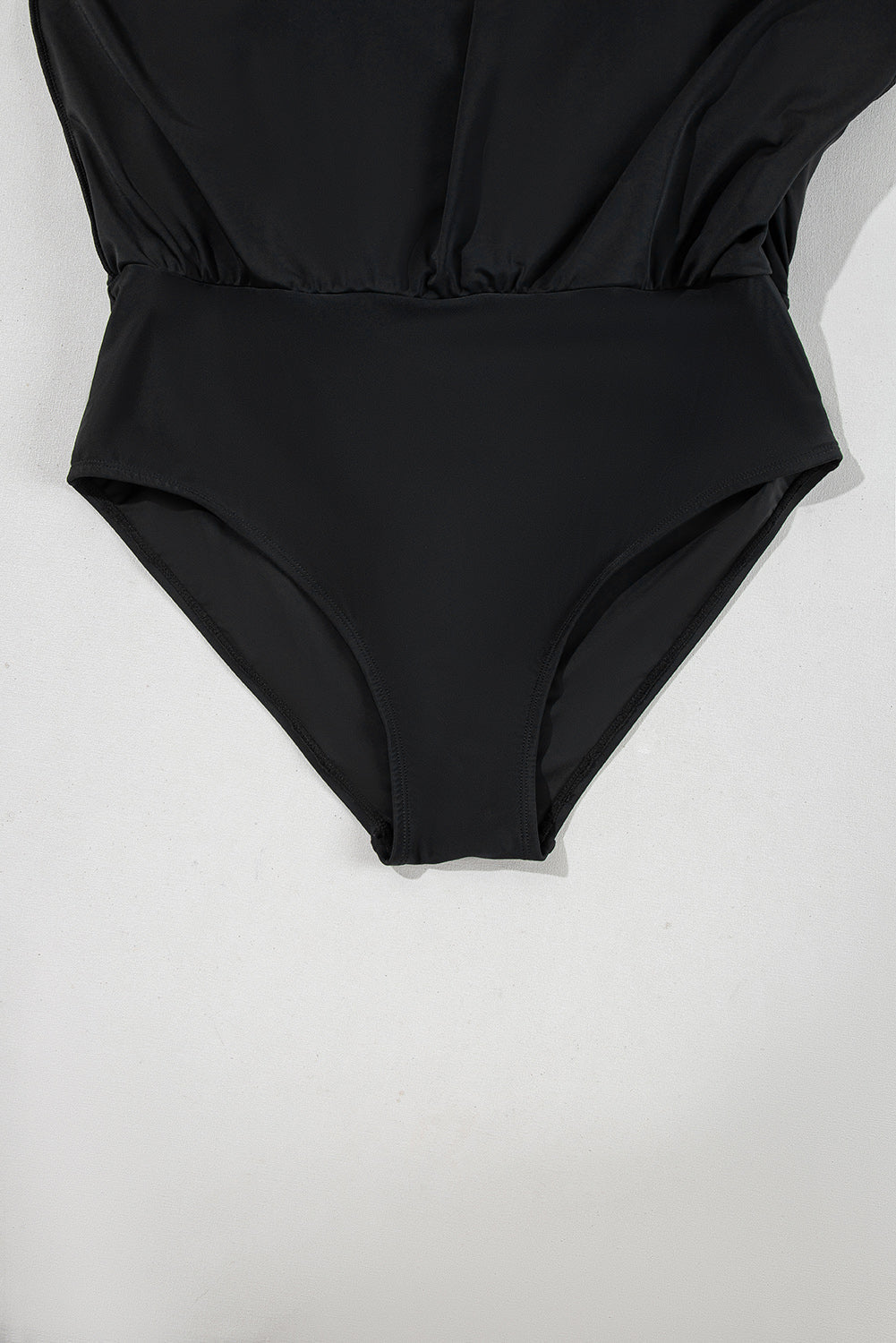 Black Solid Color Square Neck Knotted Plus Size One Piece Swimsuit