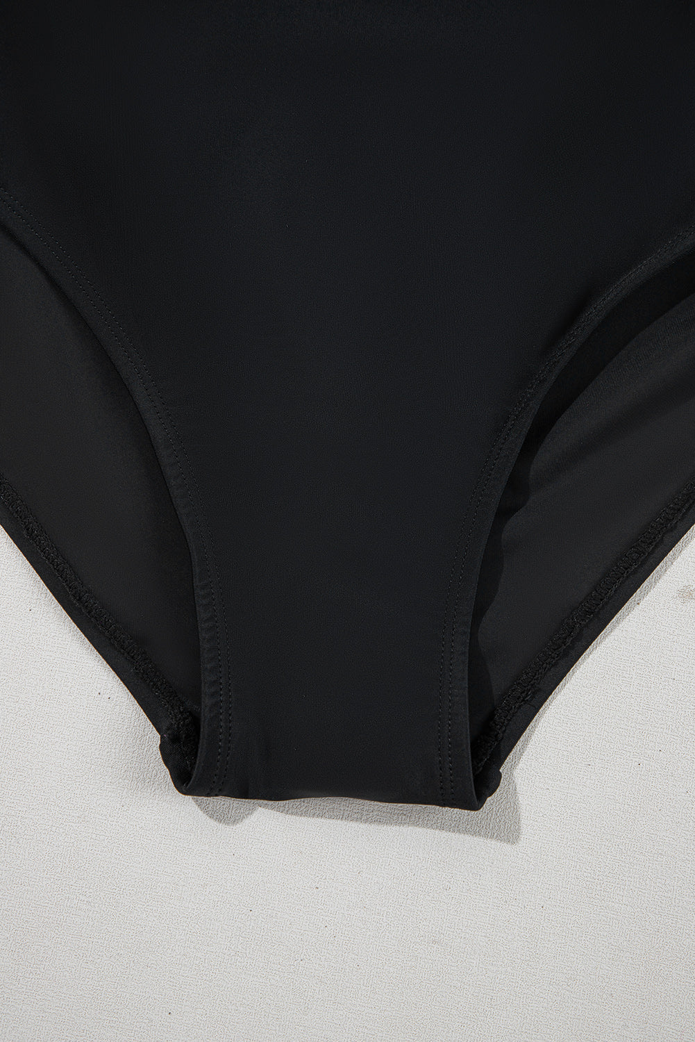 Black Solid Color Square Neck Knotted Plus Size One Piece Swimsuit