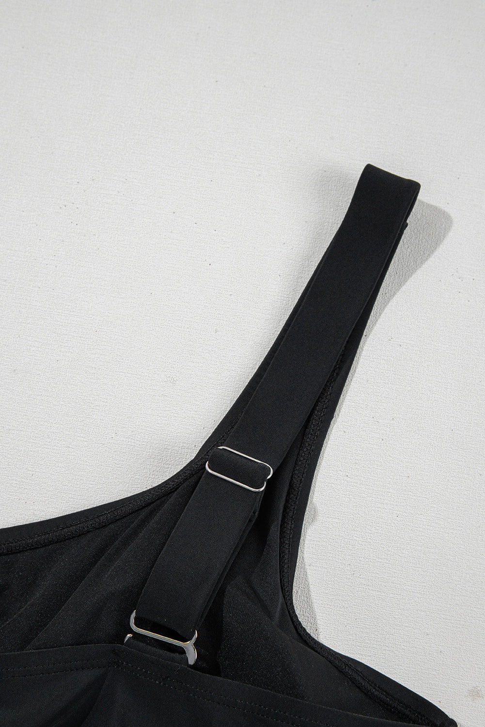 Black Solid Color Square Neck Knotted Plus Size One Piece Swimsuit