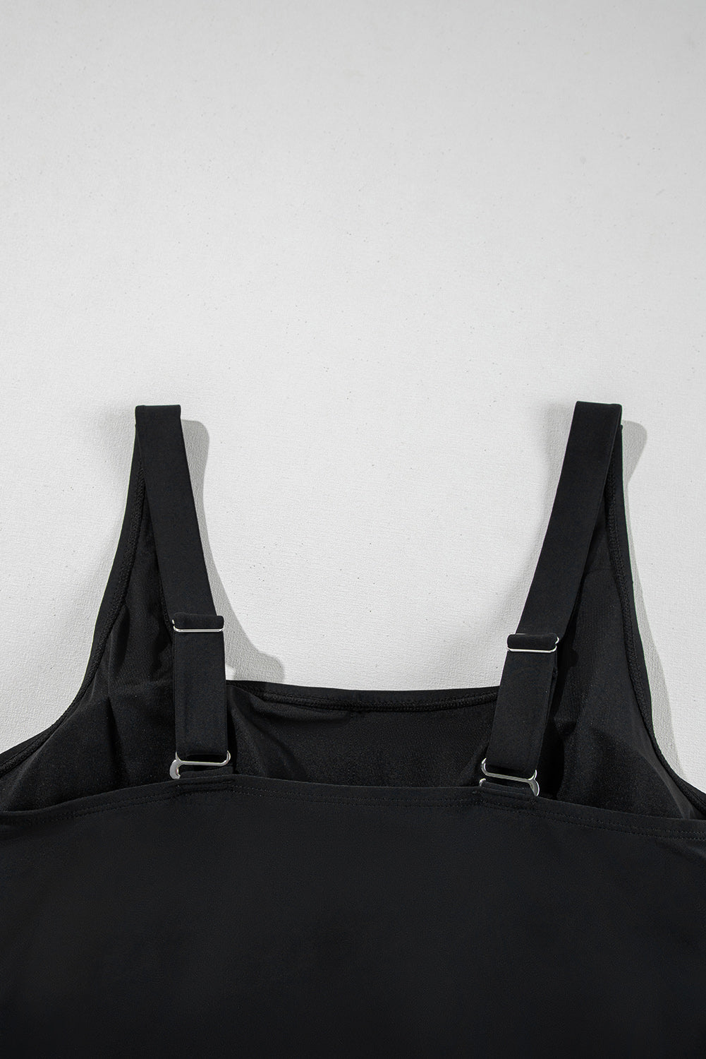 Black Solid Color Square Neck Knotted Plus Size One Piece Swimsuit