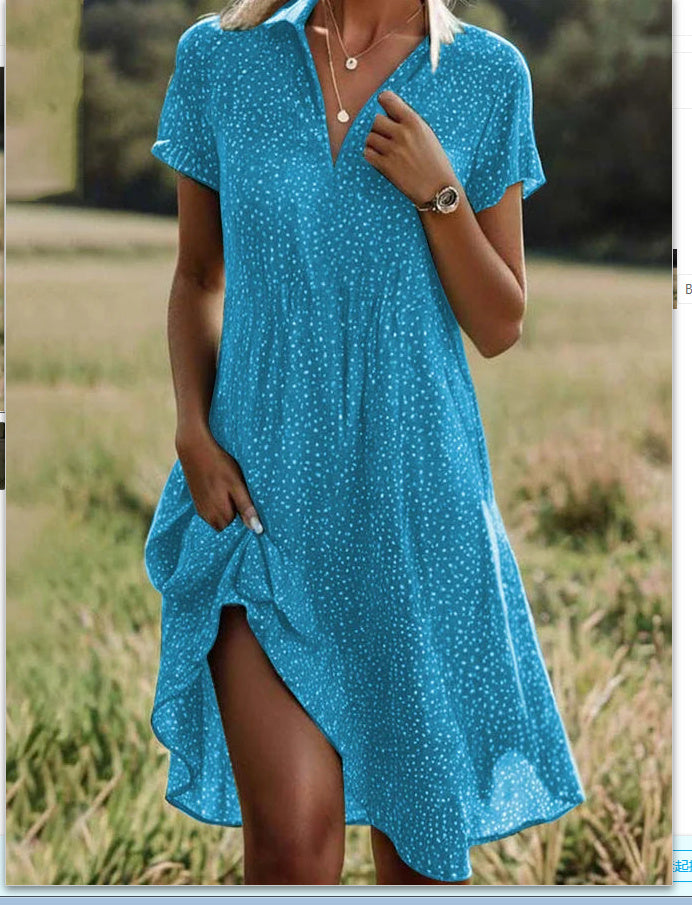 Women's Artistic Ethnic Style Scoop Mid-length Dress