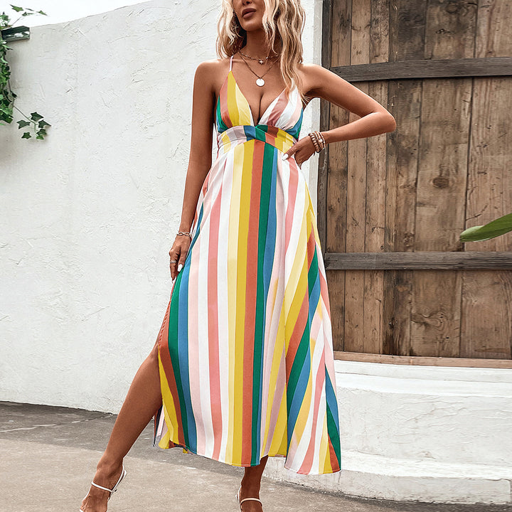 Nora Spaghetti Strap Rainbow Dress