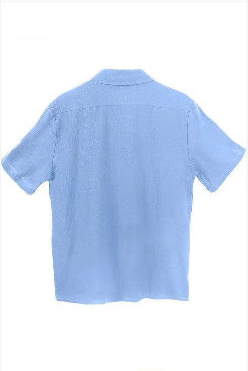 Summer Lapel Solid Color Shirt Men's Short-Sleeved Casual Shirt Top