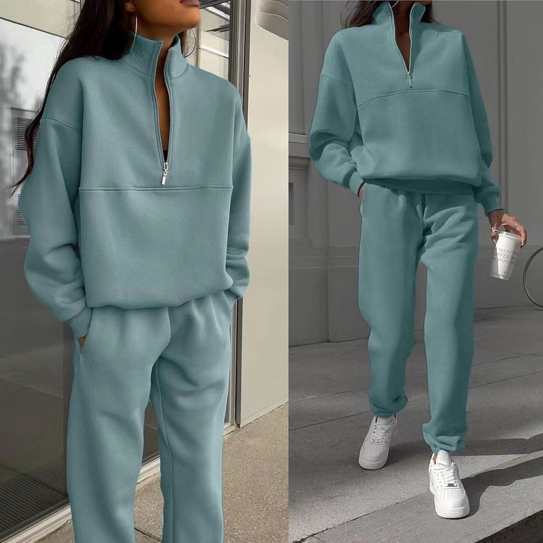 European And American Women's Versatile Casual Fashion Sweater Trousers Suit
