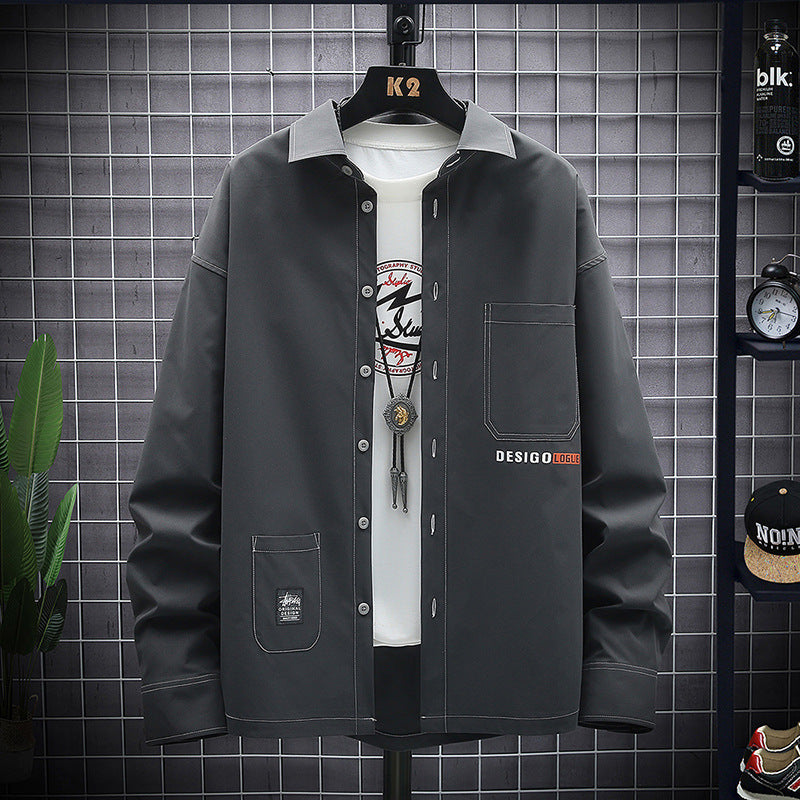 Young Korean Leisure Long Sleeve Shirt Men