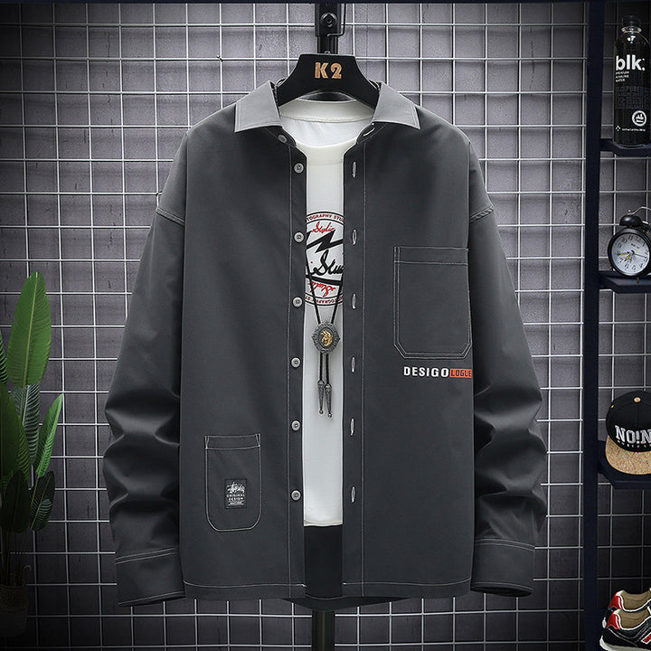 Young Korean Leisure Long Sleeve Shirt Men