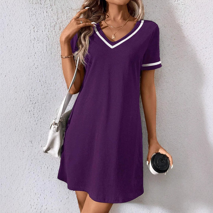 Women's Dress Black V-neck Casual Short Sleeve Dress