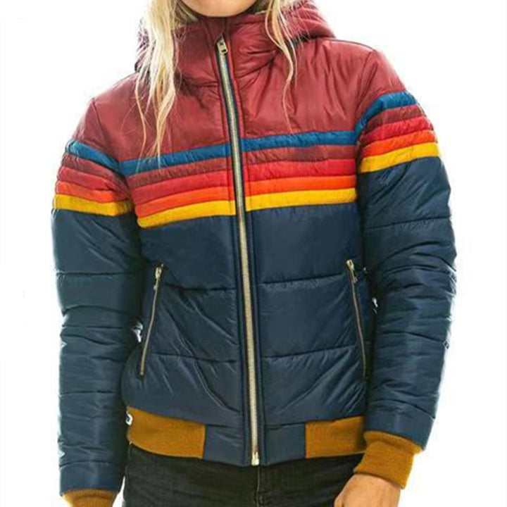 Women's Casual Hooded Printed Short Cotton Jacket
