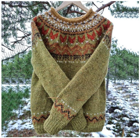 Women's Sweater Round Neck Multicolor Loose Fashion Pullover Sweater