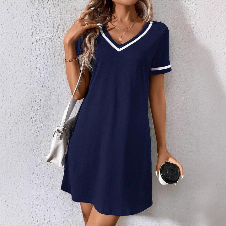 Women's Dress Black V-neck Casual Short Sleeve Dress