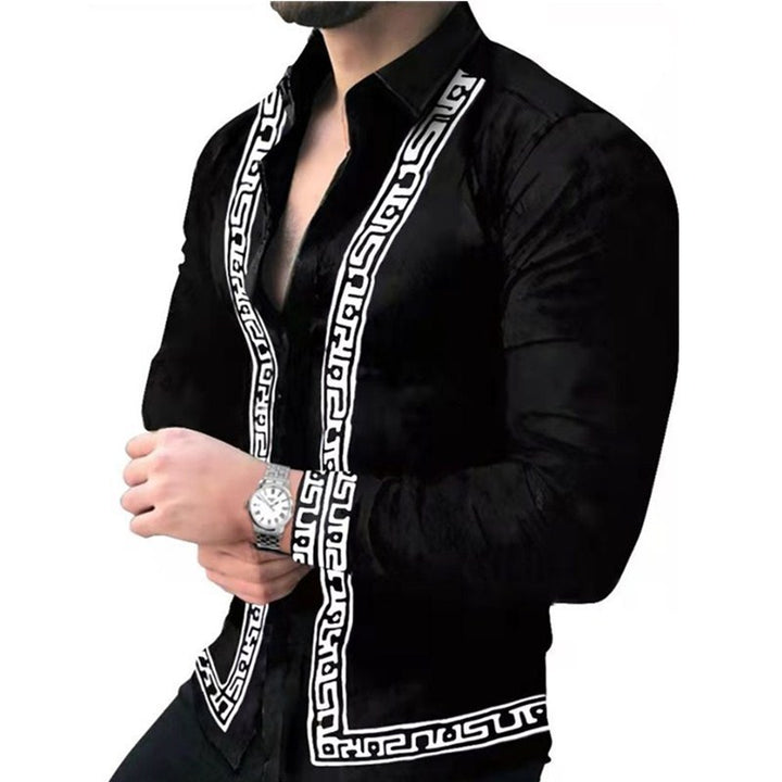 Fashionable Printed Long-sleeved Shirt For Young And Middle-aged Men