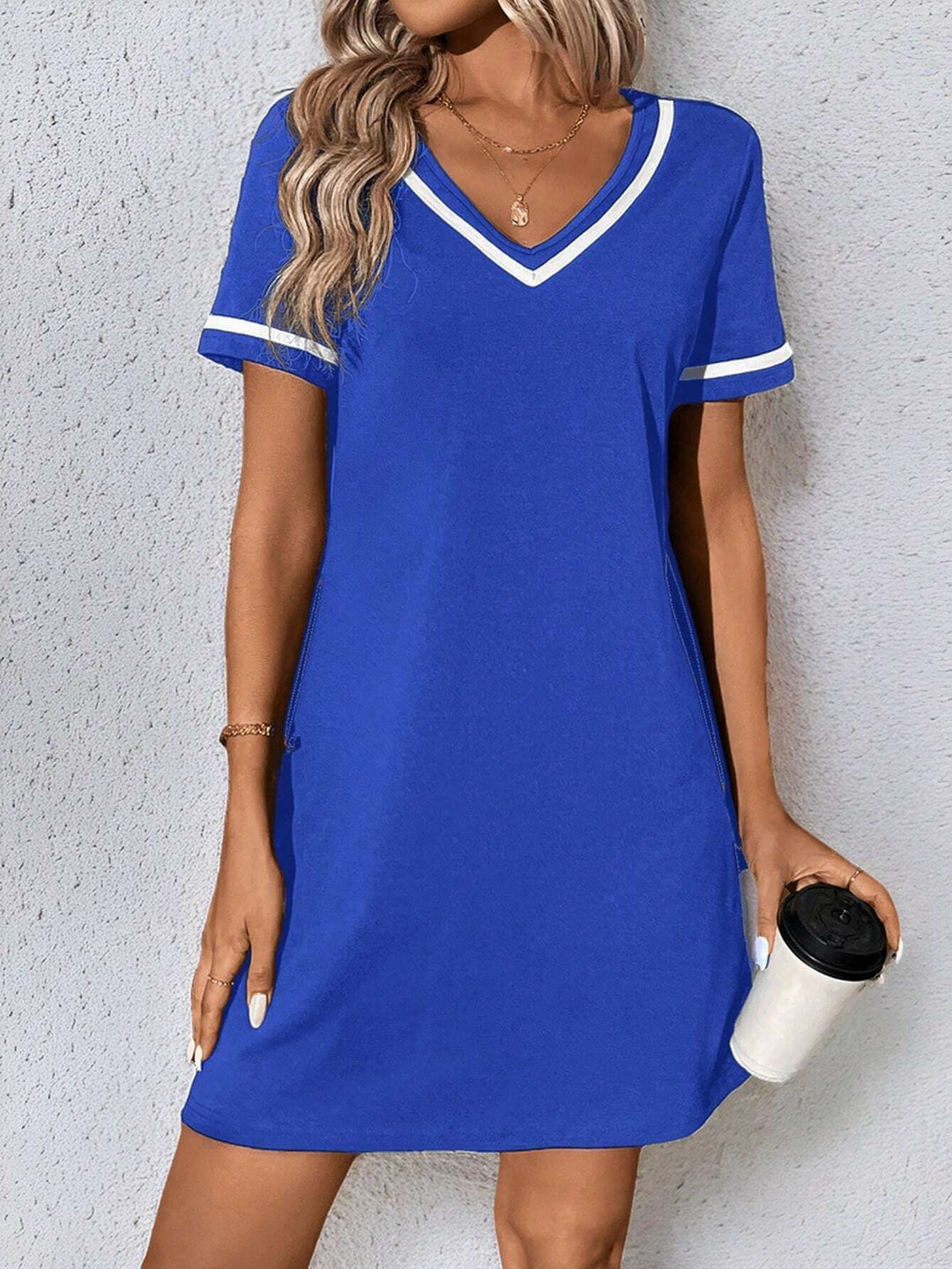 Women's Dress Black V-neck Casual Short Sleeve Dress
