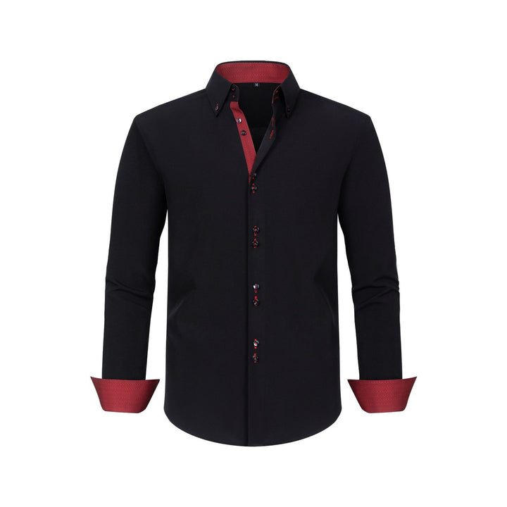 Full Elastic Force Men's Shirt Polka Dot Color Matching Design Double Breasted