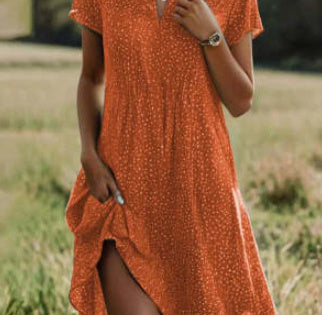 Women's Artistic Ethnic Style Scoop Mid-length Dress