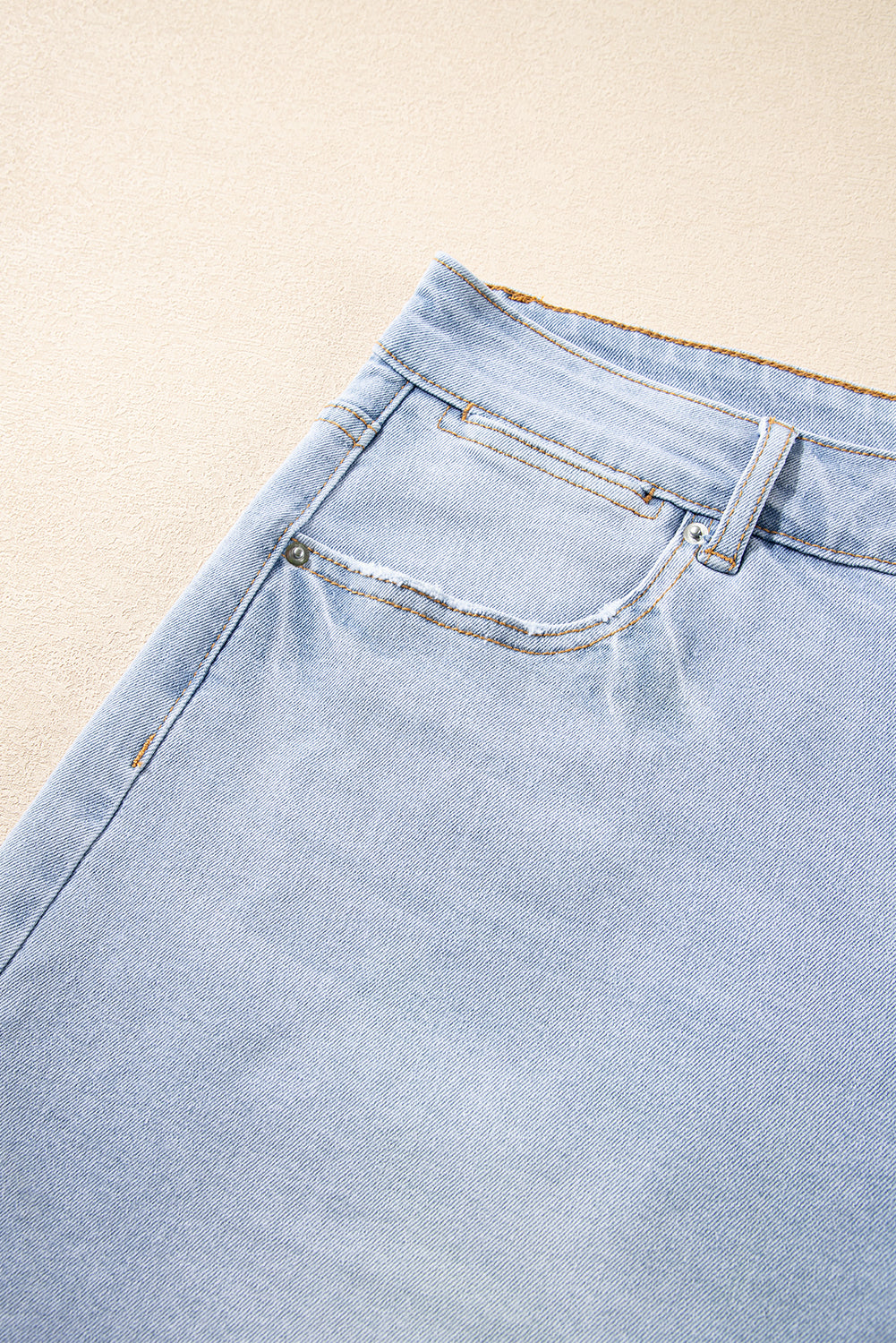 Folded Edge High Waist Plus Size Denim Shorts