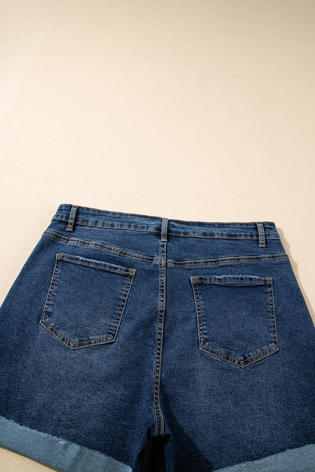 Folded Edge High Waist Plus Size Denim Shorts