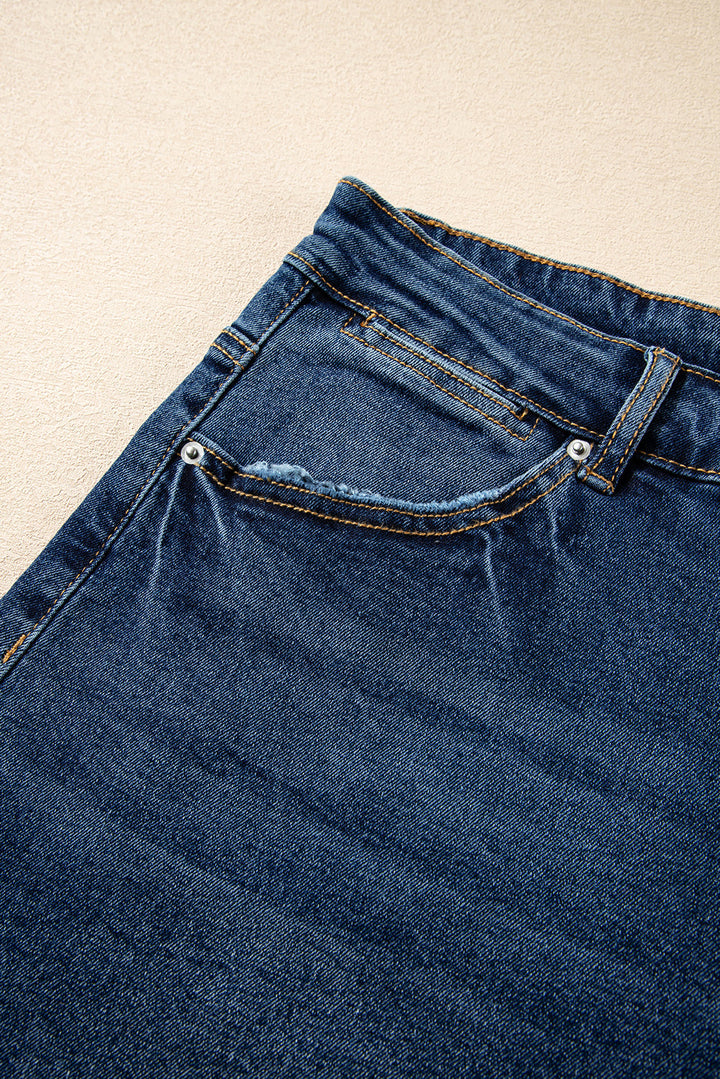 Folded Edge High Waist Plus Size Denim Shorts