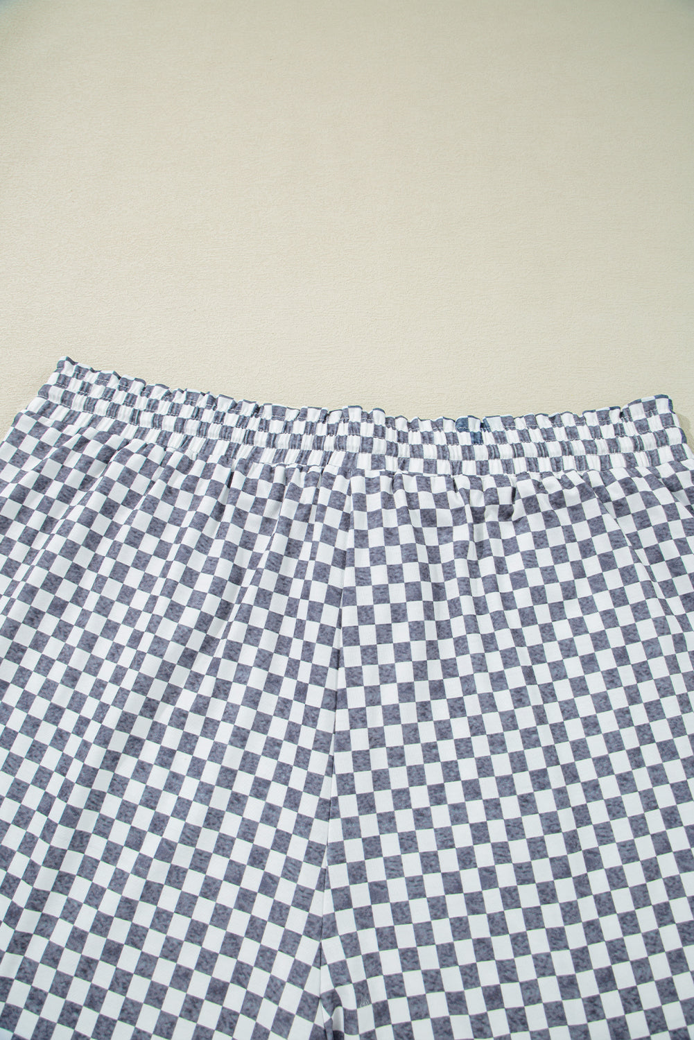 Gray Checkerboard Lace-Up High Waist Plus Size Casual Shorts