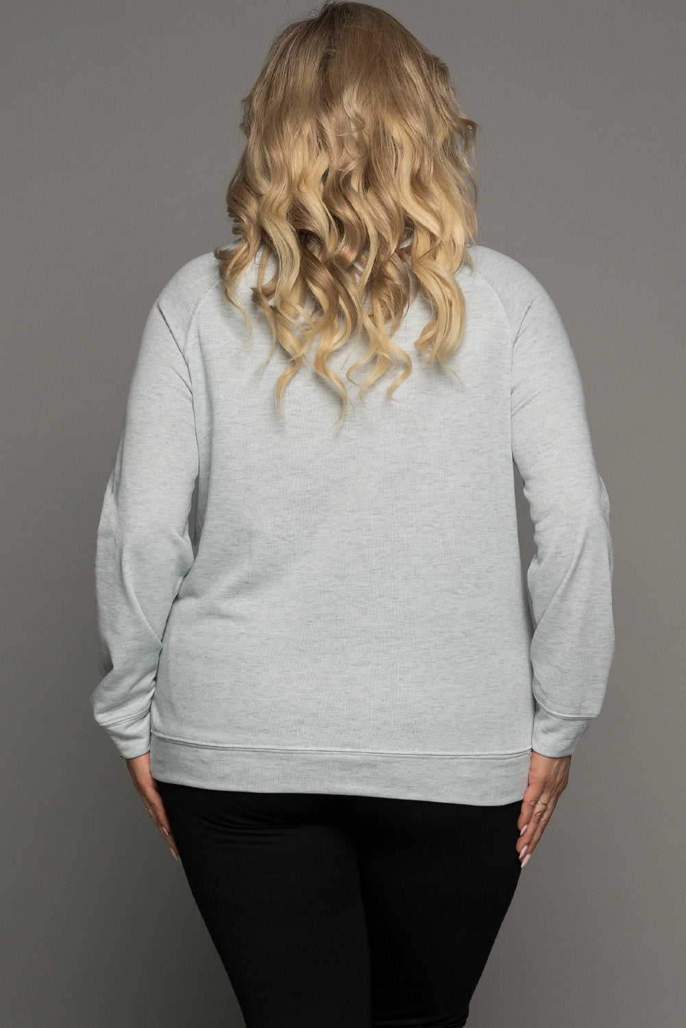 Gray Halloween Pumpkin Leopard Print Plus Size Sweatshirt
