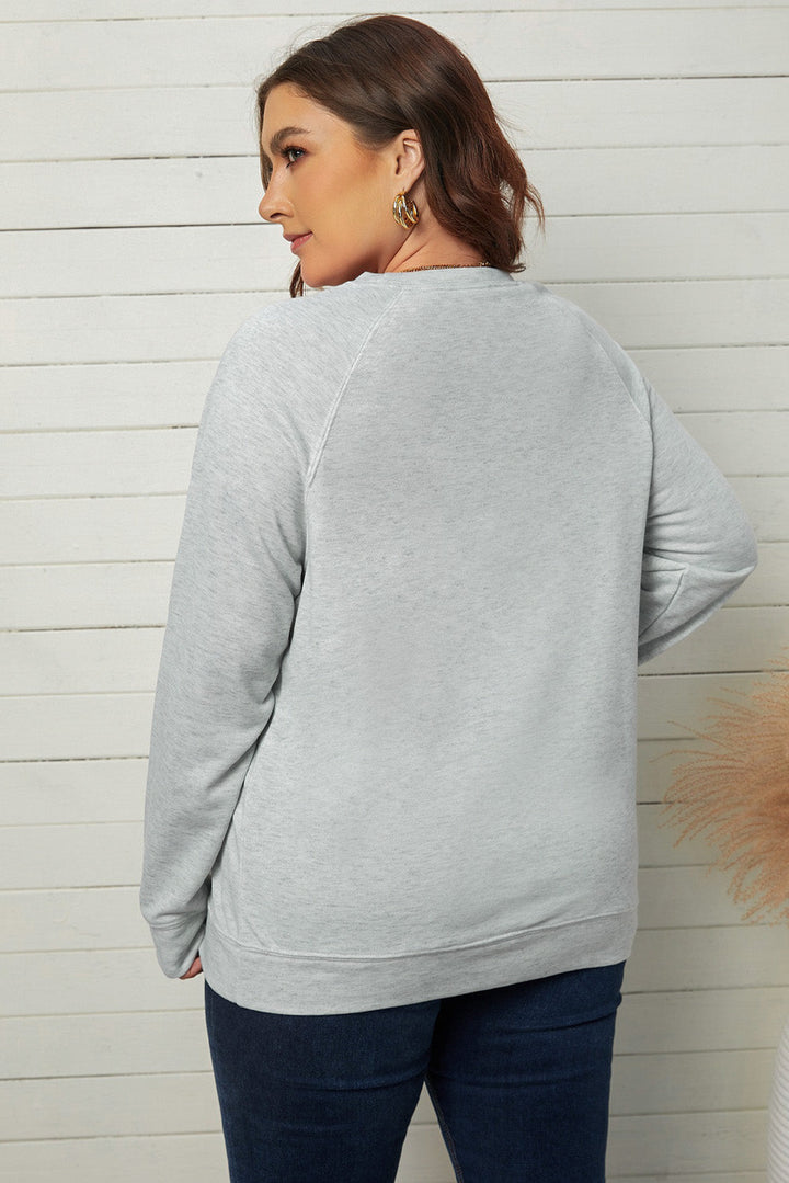Gray Halloween Pumpkin Leopard Print Plus Size Sweatshirt
