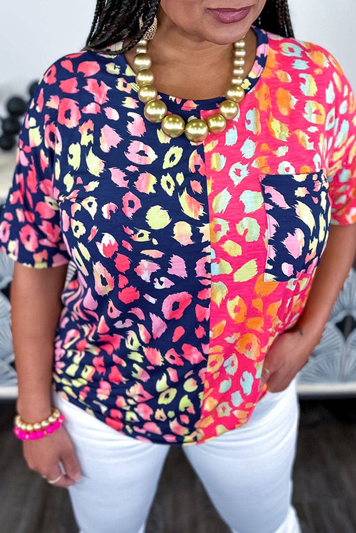 Plus Size Colorblock Short Sleeve Top