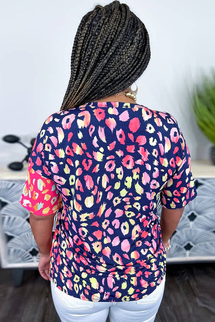 Plus Size Colorblock Short Sleeve Top