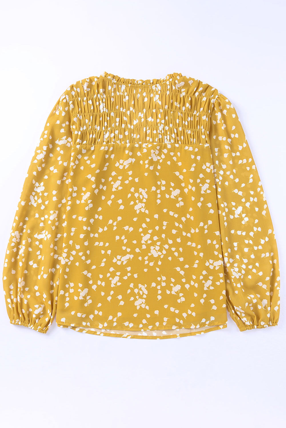 Plus Size Floral Print Ruched Split Neck Blouse