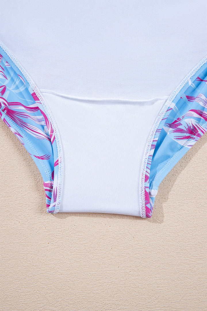 Plus Size Floral Print Twisted High Waist Bikini Set