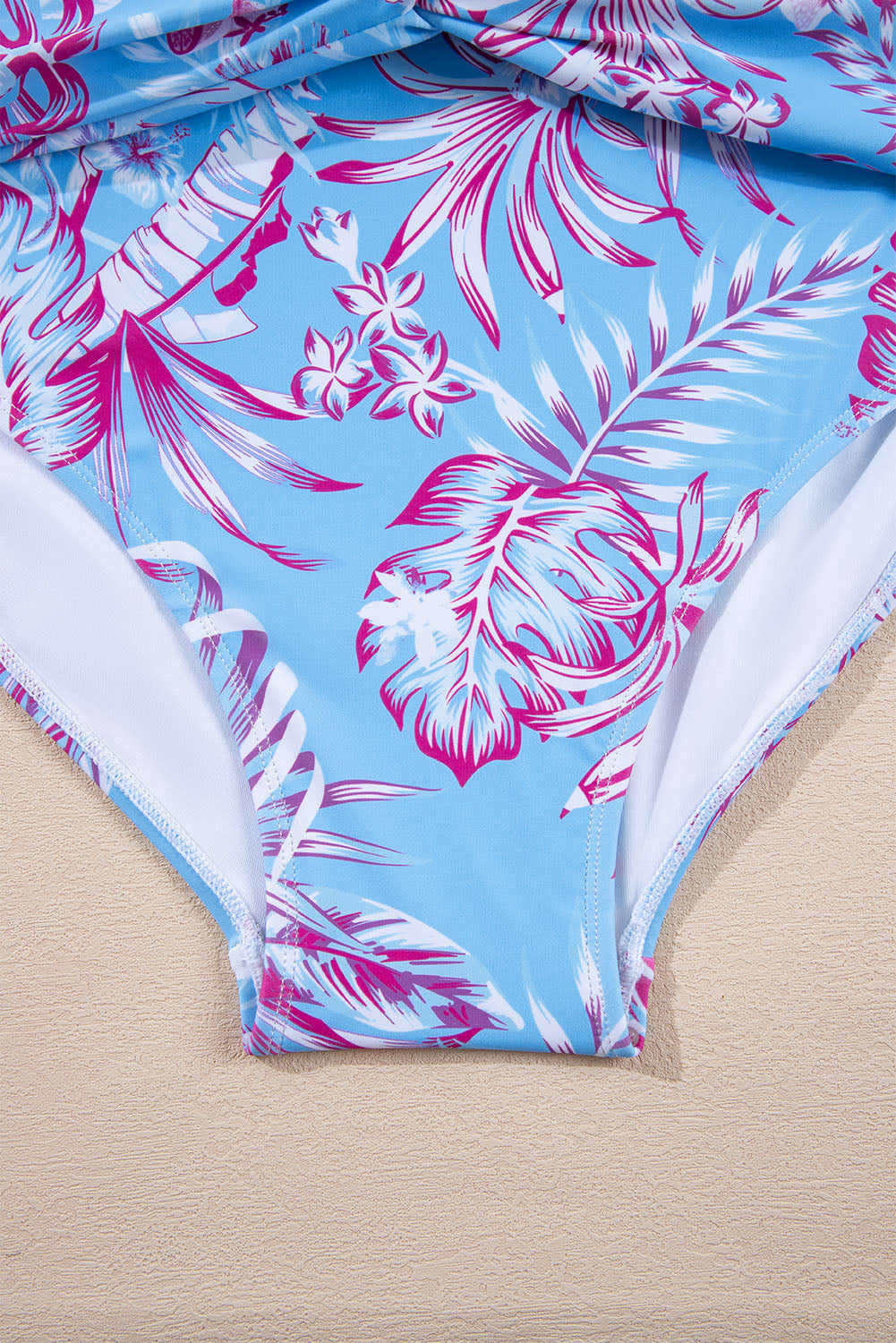 Plus Size Floral Print Twisted High Waist Bikini Set
