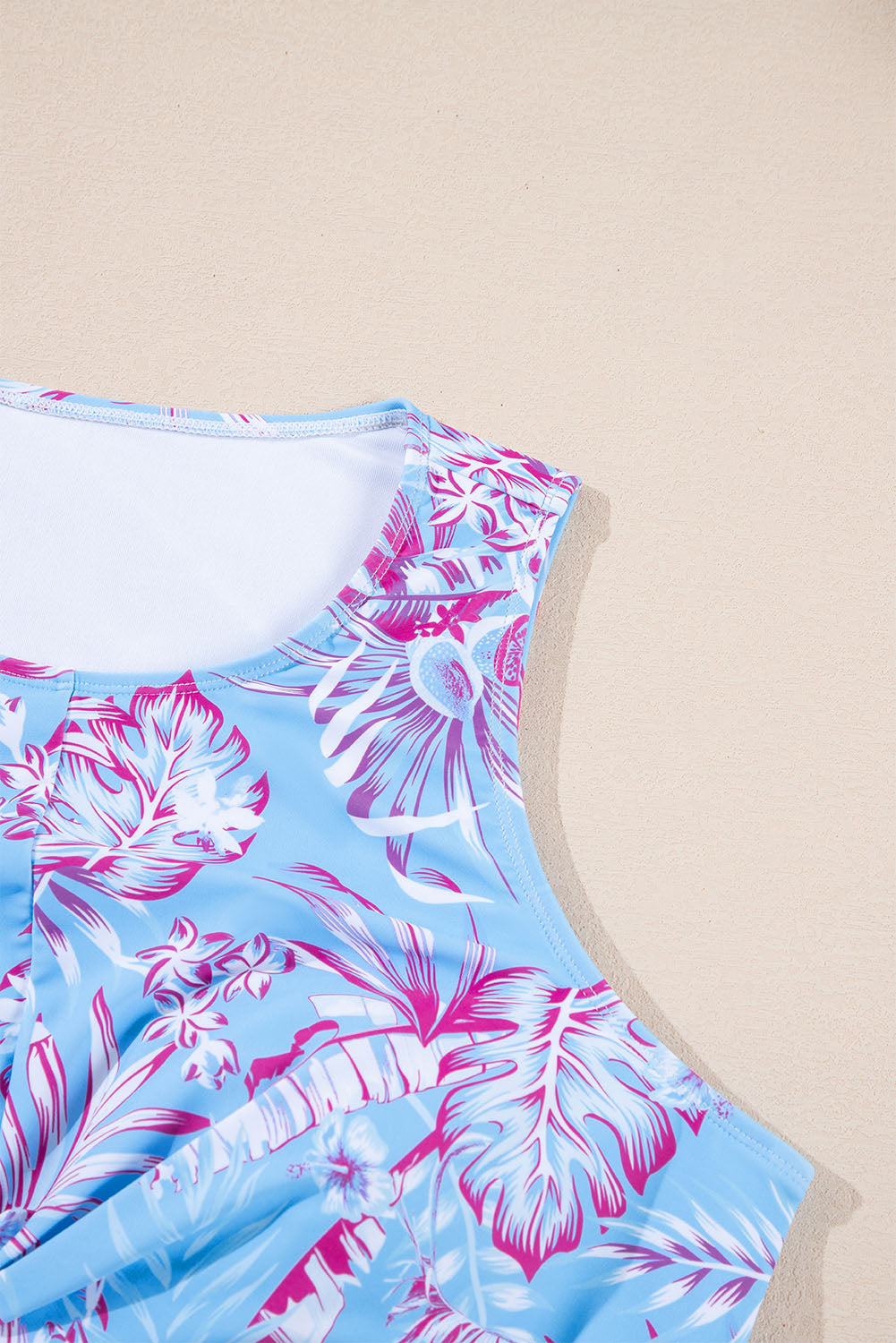 Plus Size Floral Print Twisted High Waist Bikini Set