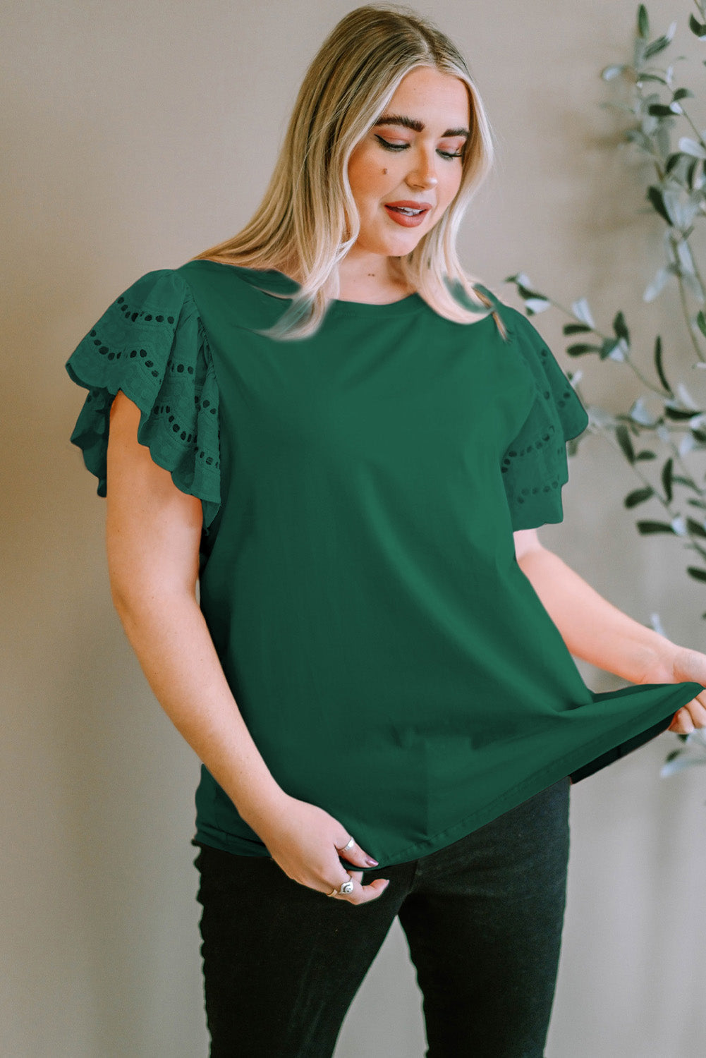 Plus Size Flutter Sleeve Top