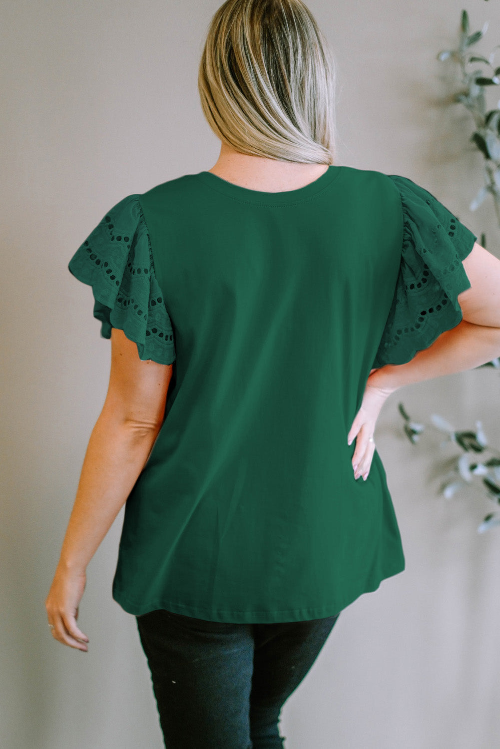 Plus Size Flutter Sleeve Top