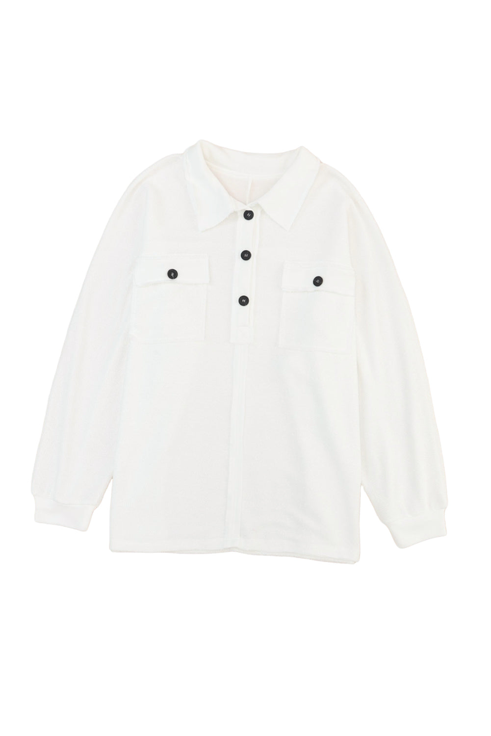Plus Size Long Sleeve Flap Pocket Henley Top