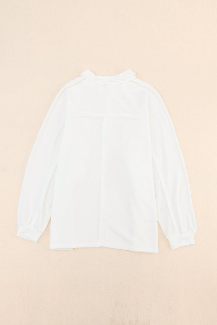 Plus Size Long Sleeve Flap Pocket Henley Top
