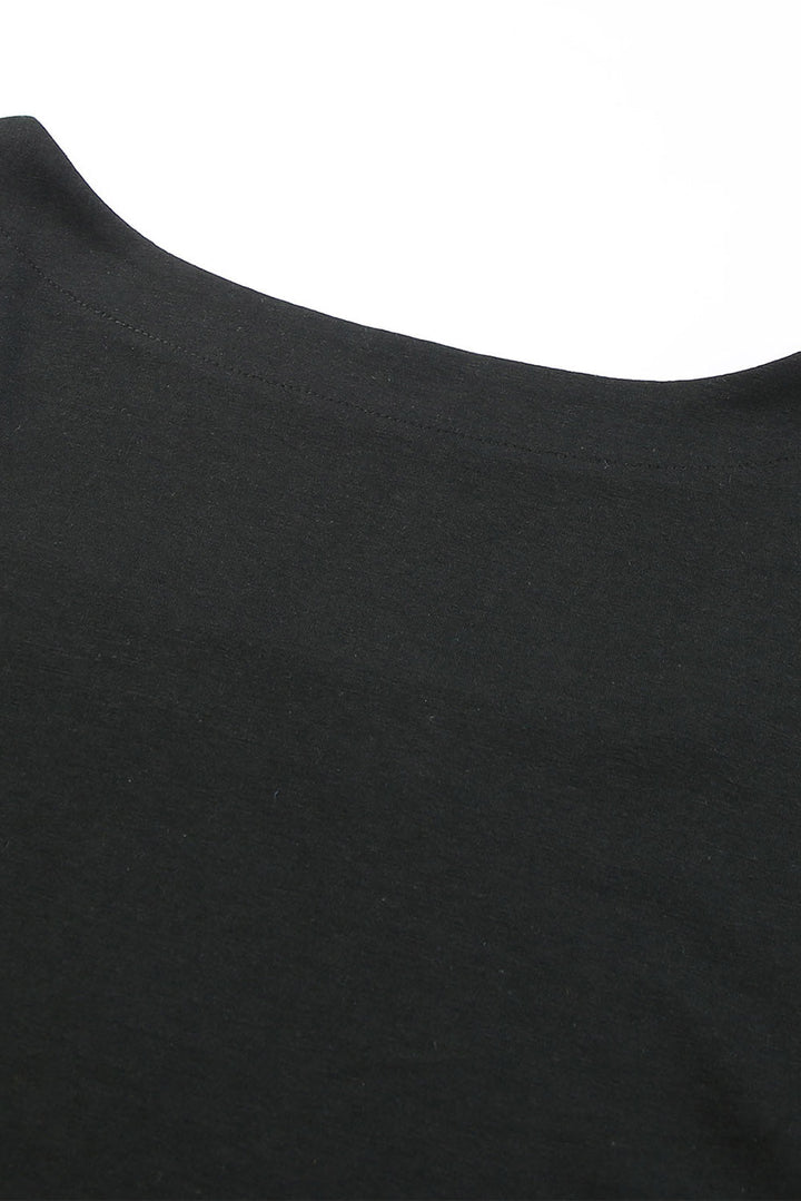 Plus Size Square Neck Ruched Shoulder Short Sleeve Top