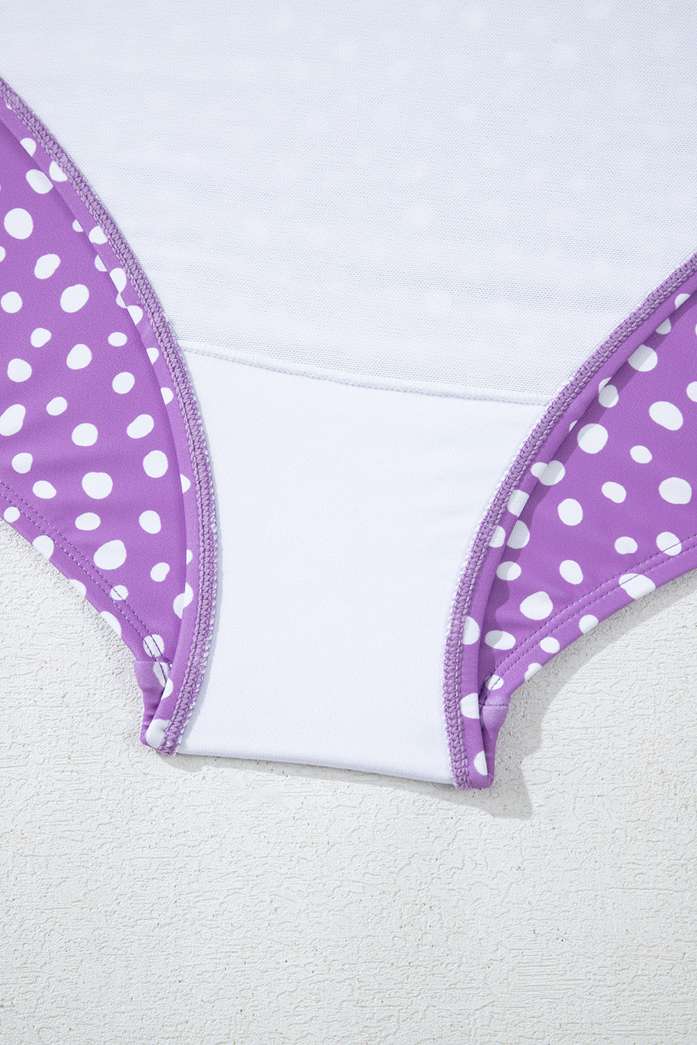 Purple Plus Size Polka Dot Print Ruffled Knotted V Neck Tankini Set