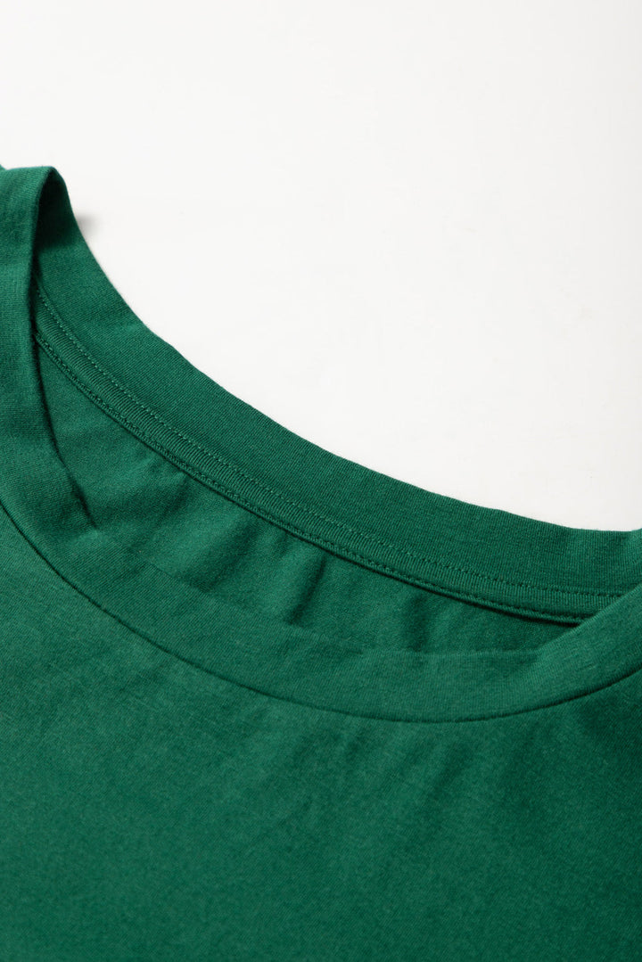 Round Neck Rolled Sleeve Plus Size T-shirt