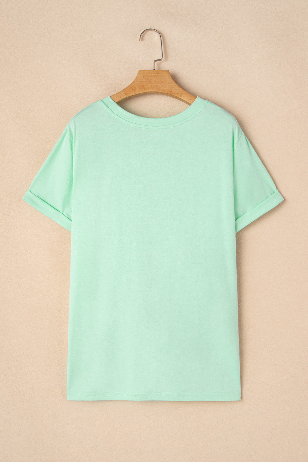 Round Neck Rolled Sleeve Plus Size T-shirt