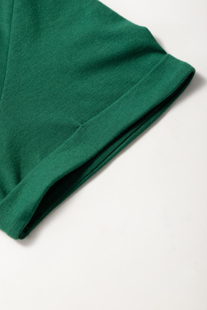 Round Neck Rolled Sleeve Plus Size T-shirt