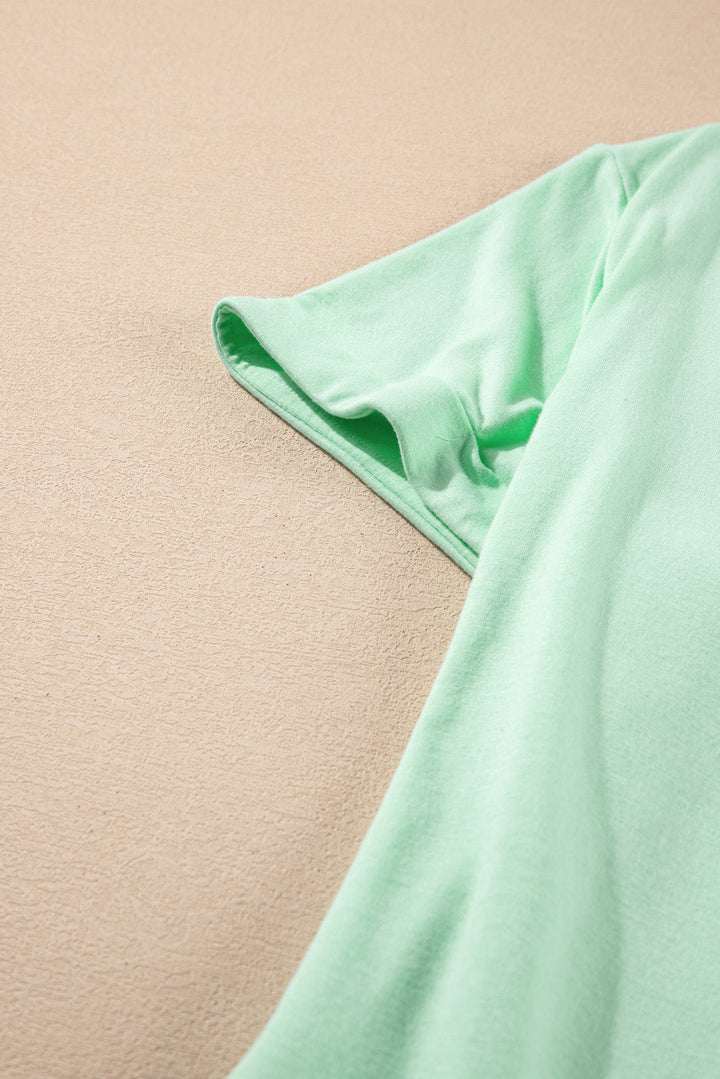 Round Neck Rolled Sleeve Plus Size T-shirt